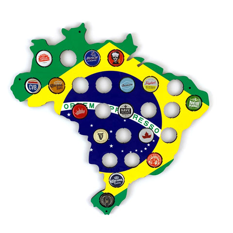Brazil Flag Beer Cap Map