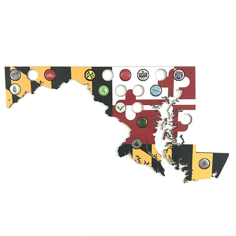 Maryland Flag Beer Cap Map