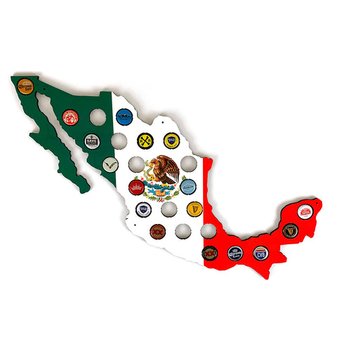 Mexico Flag Beer Cap Map