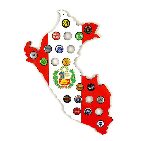 Peru Flag Beer Cap Map