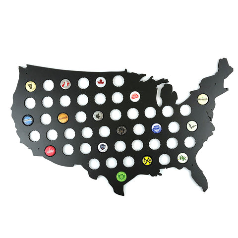 USA Modern Beer Cap Map Black Color