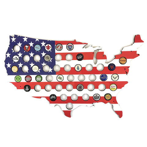 USA Flag Beer Cap Map