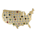 USA Wooden Beer Cap Map Natural